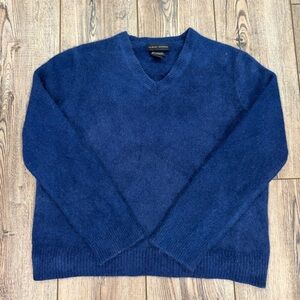 Banana Republic 100% Cashmere V-Neck Sweater Navy Blue Size L soft